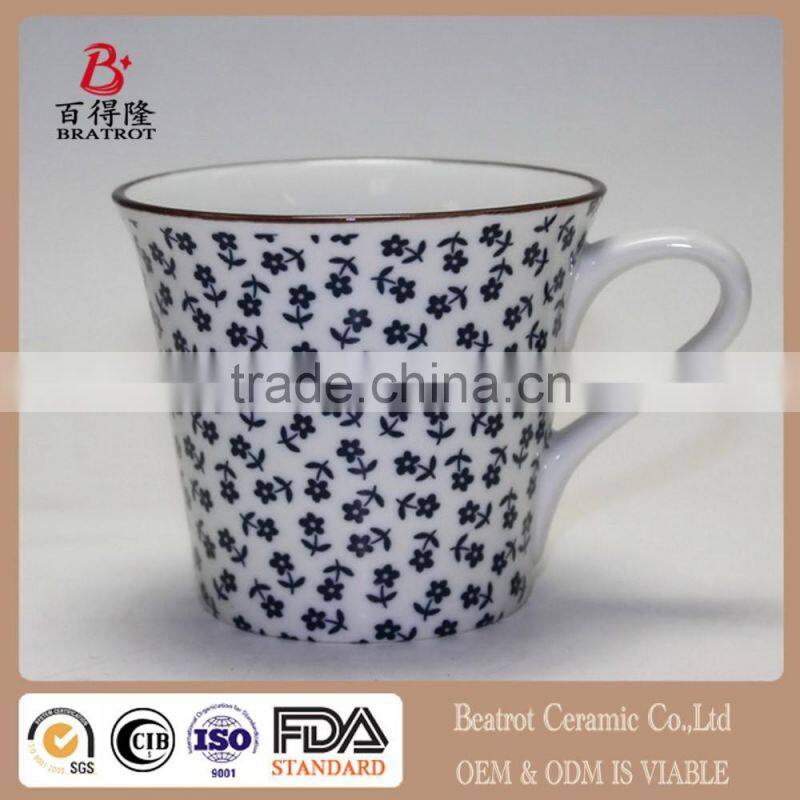 Green Floral Design Ceramic Japanese Tea Cup