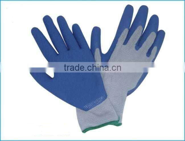 Blue latex coated cotton gloves with crinkle finishJRE37