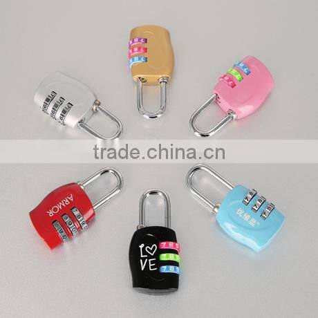 Colored 3 digit zinc alloy decorative travel password safe lock