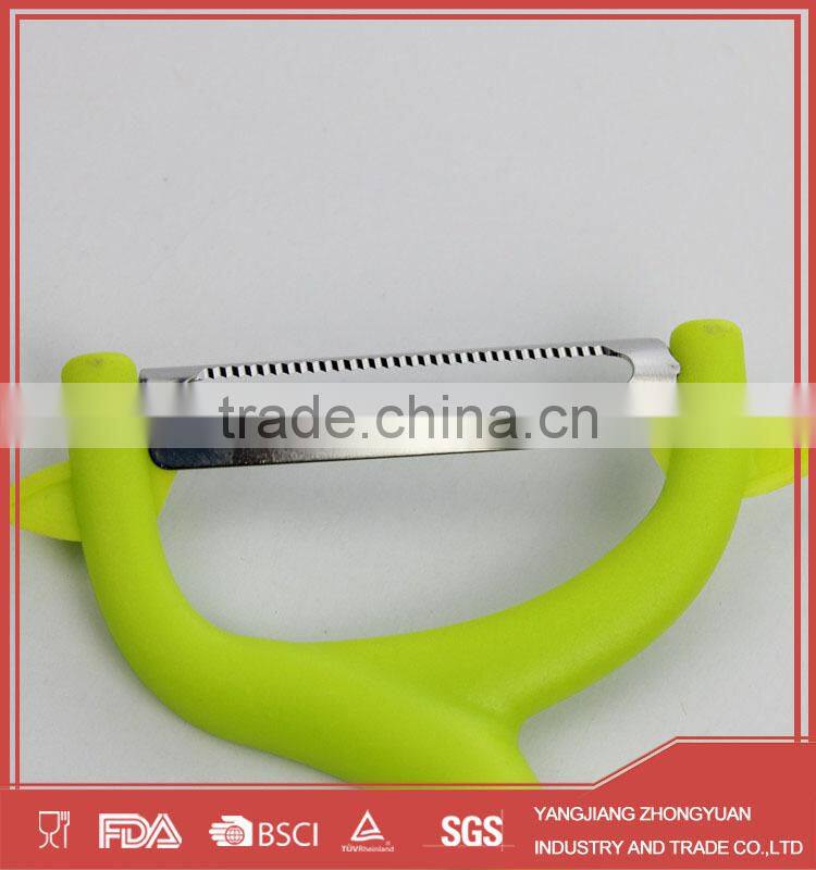 ZY-N1056 Hot selling stainless steel julienne vegetable peeler with unique style handle