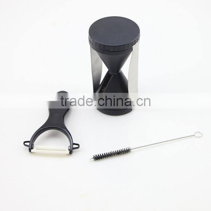 Stainless Steel Spiral Vegetable Slicer with Ceramic Peeler and Cleaning Brush Set