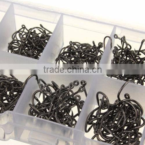 Amazon hot Cheap 500pcs 10 Size Assorted Sharpened Fishing Hooks Lure Baits With Fish Tackle Box