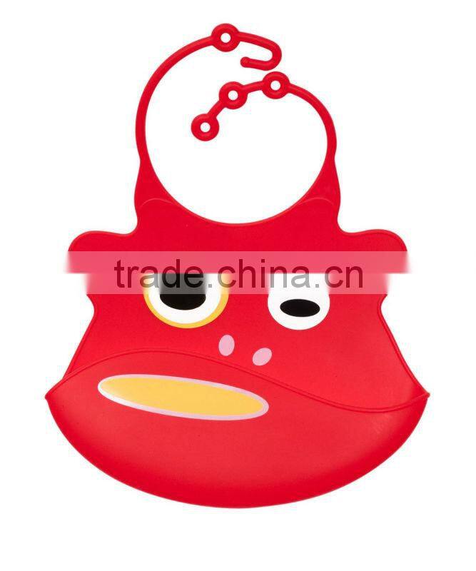 Red MONKEY Silicone Washable Baby Bib Infant Feeding Food Pocket