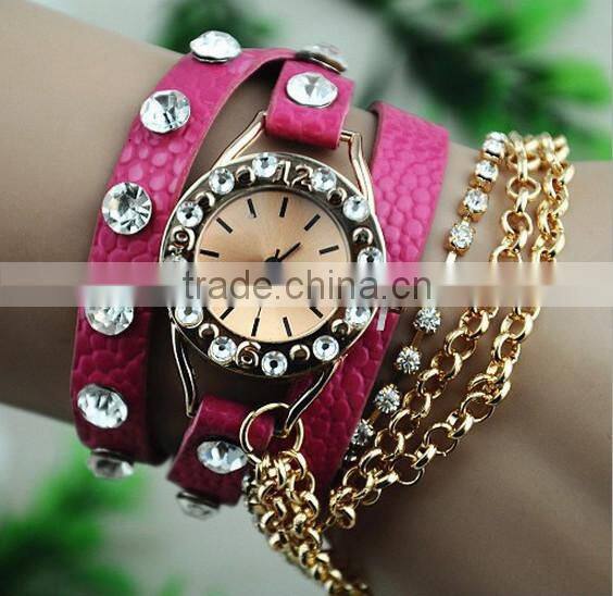 2014 high quality fashion lady Leather Vintage Watche