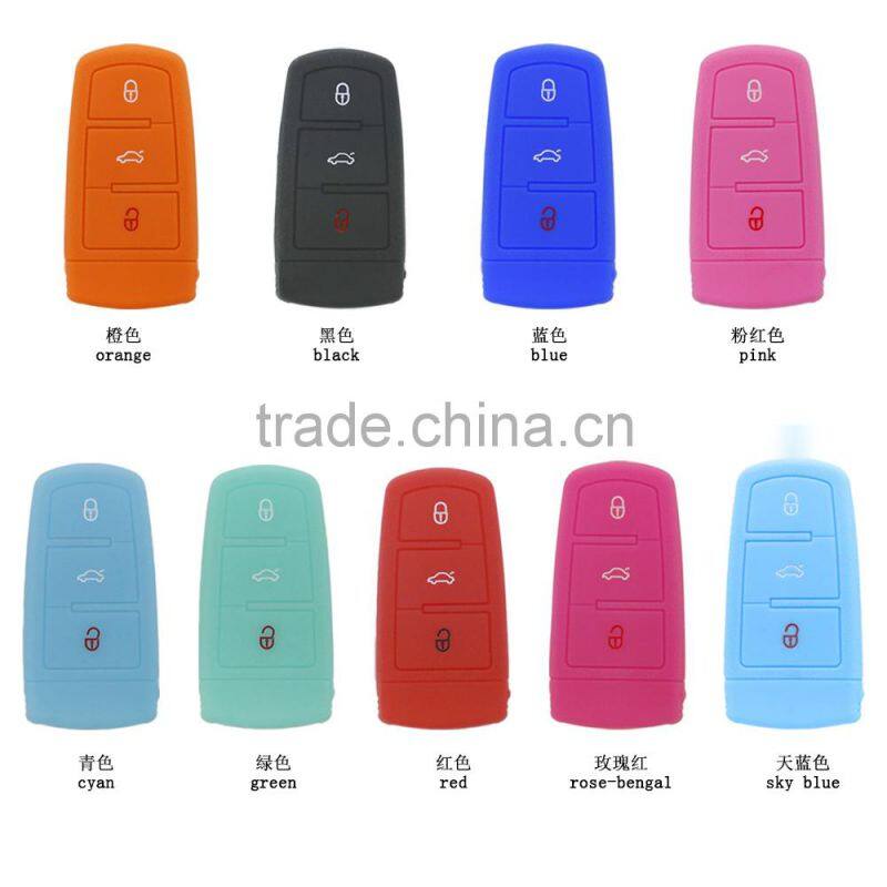 Hot selling custom silicone car key cover flip remote key case for VW with 3 buttons