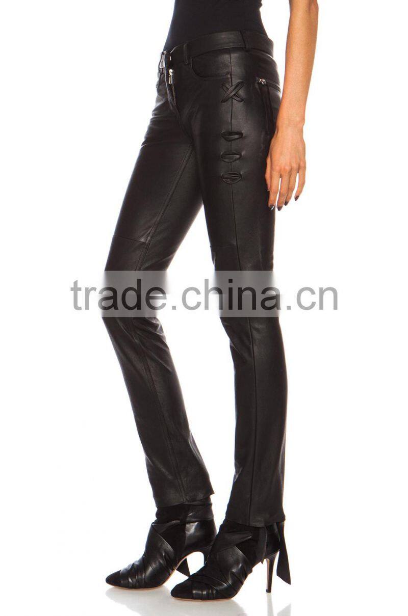 New Womens Sexy Black Tight Skinny Leather Pant Lambskin 4 6 8 10 12 14 16