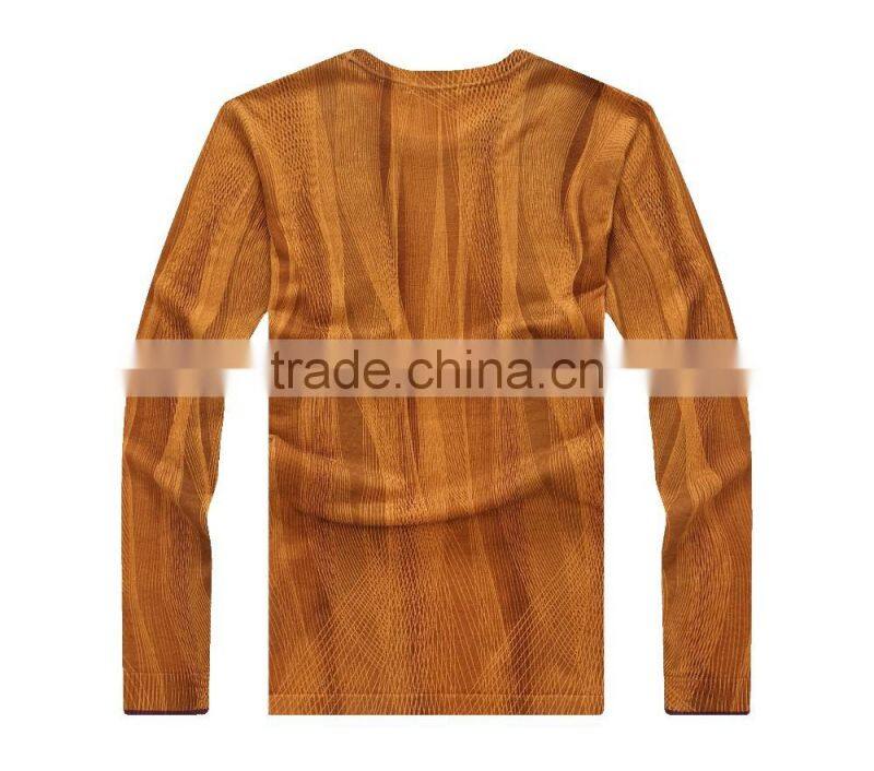 Men round neck printed fabric long sleeve sweater