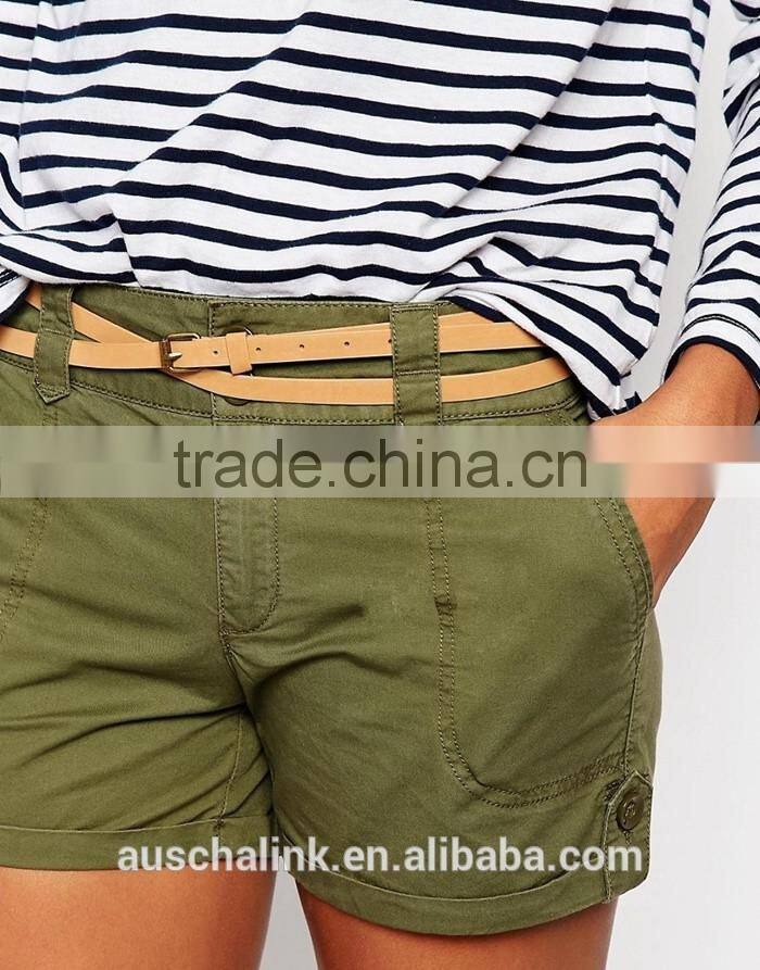 personalized wholesale women belted cargo shorts on sale