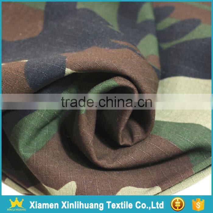 Customized 65 Polyester 35 Cotton Camouflage Printed Ripstop Fabric