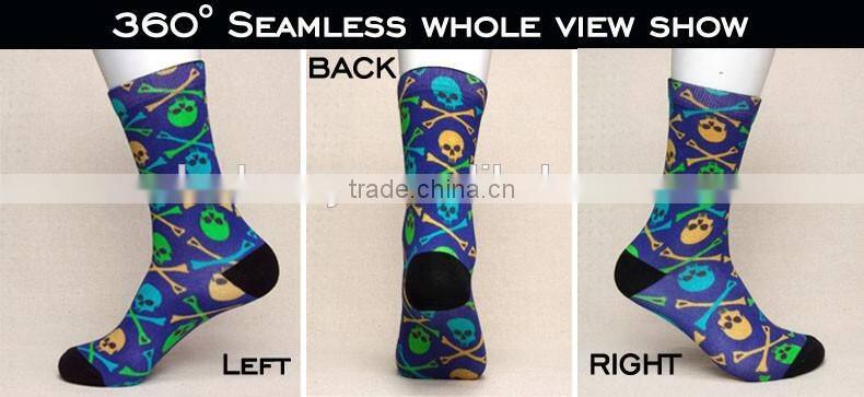 MOQ 200 pairs Customized soft & comfortable 360 degree seamless digital printed cotton socks