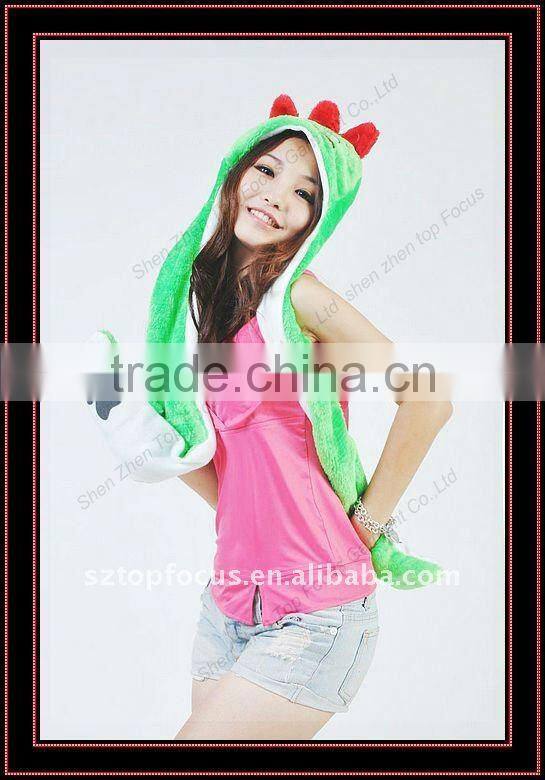 2012 FLUFFY DOMO ANIMAL HAT WITH LONG SCARF MITTENS