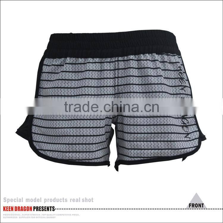 Dark Grey Strip Female Running Shorts zip Style Mma shorts
