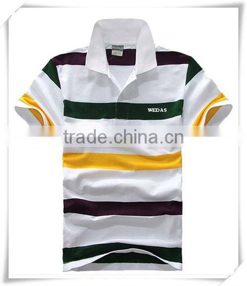 Man's vertical striped sport POLO shirt in Guangzhou factory