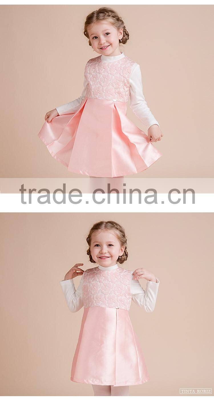 Girl's Pleated Satin Dress With Flower Printed High Quality Party Dress Designs For Girl Sleeveless Dress