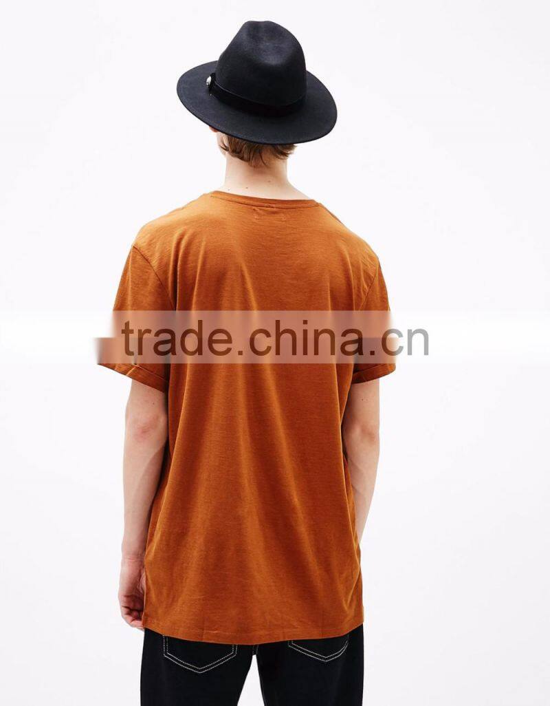 2017 new design high quality cheap orange sport blank t shirt with pocket