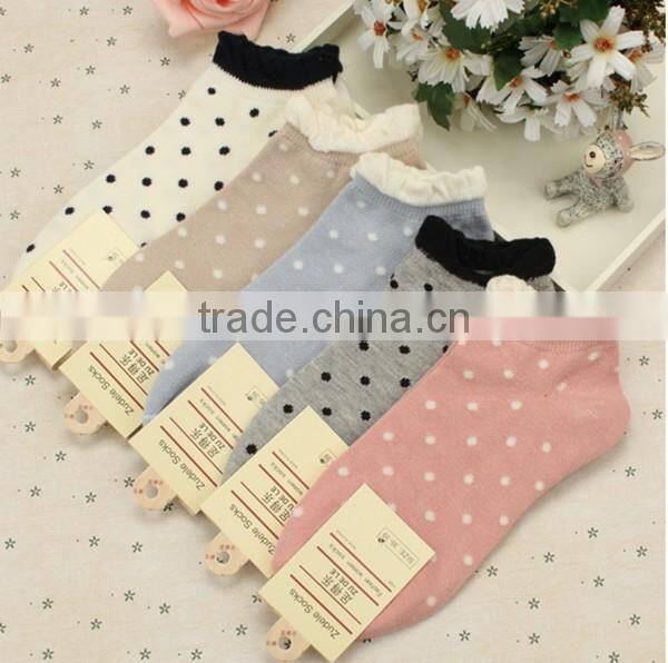 Top sell candy color choice free size dot pattern lovely high quality cute sex young girl tube wholesale socks