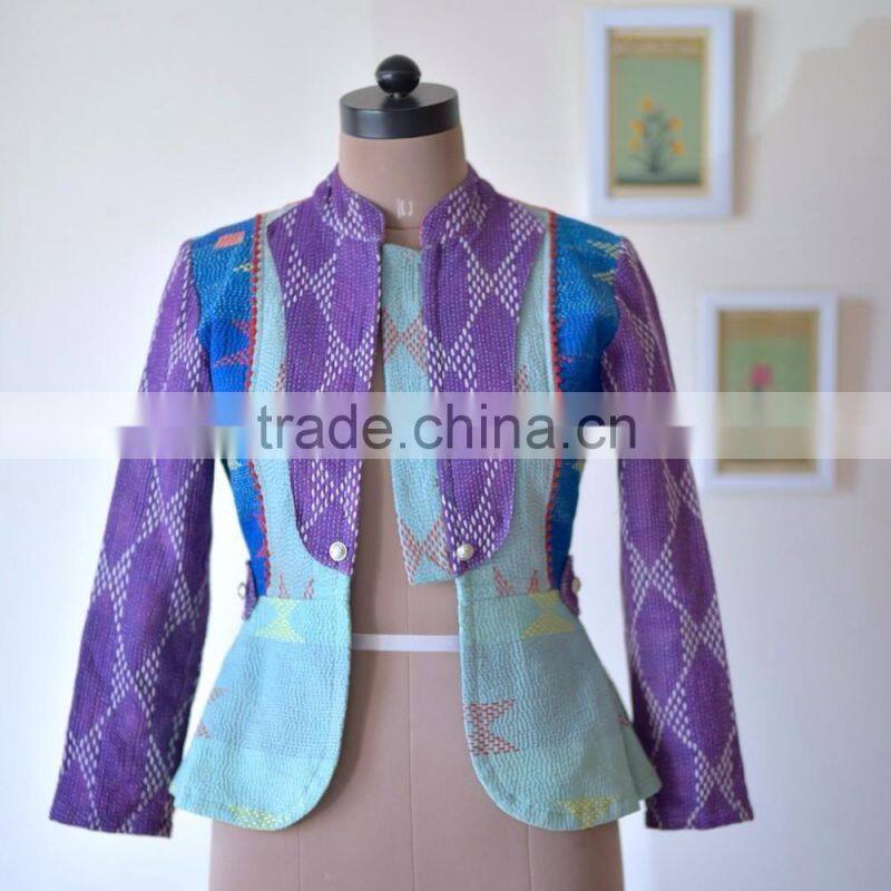 Vintage Kantha Jacket in Beautiful Color Block Patch Work