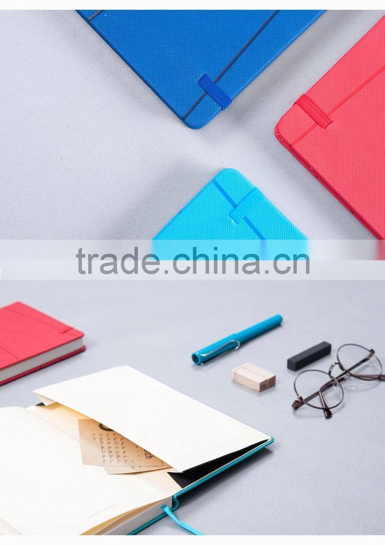 High-grade A5 PU planner customizable faux leather cover with band printing logo section sawing binding hardcover notebook
