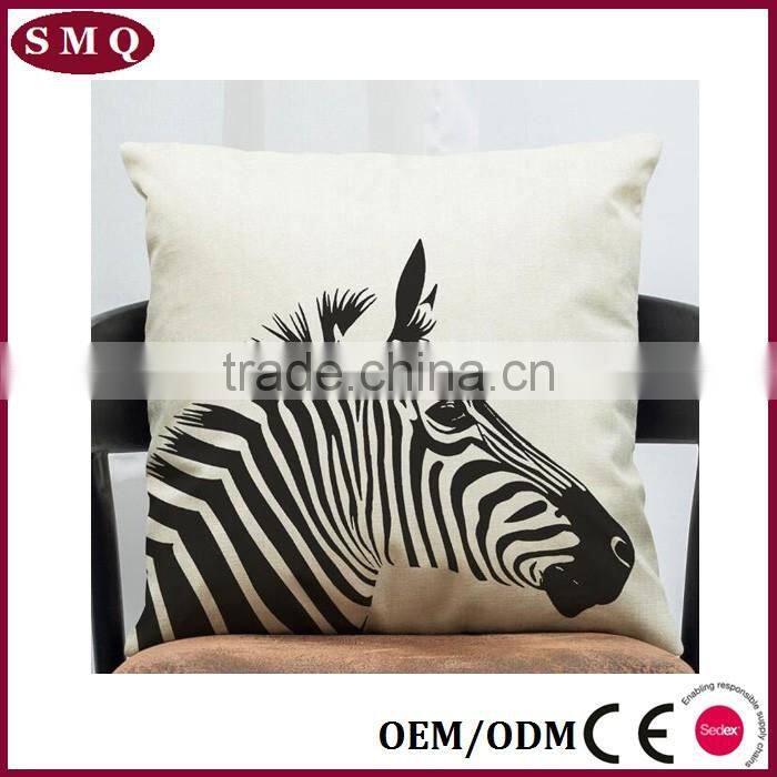 Zebra Print 100% Cotton Throw Pillow Cover