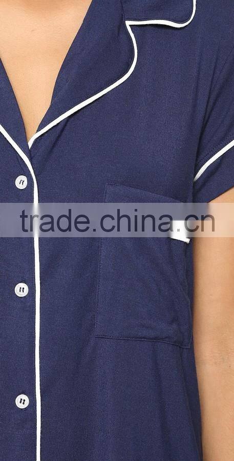 New arrival fashion contrast pajama set wholesale adult women pajamas