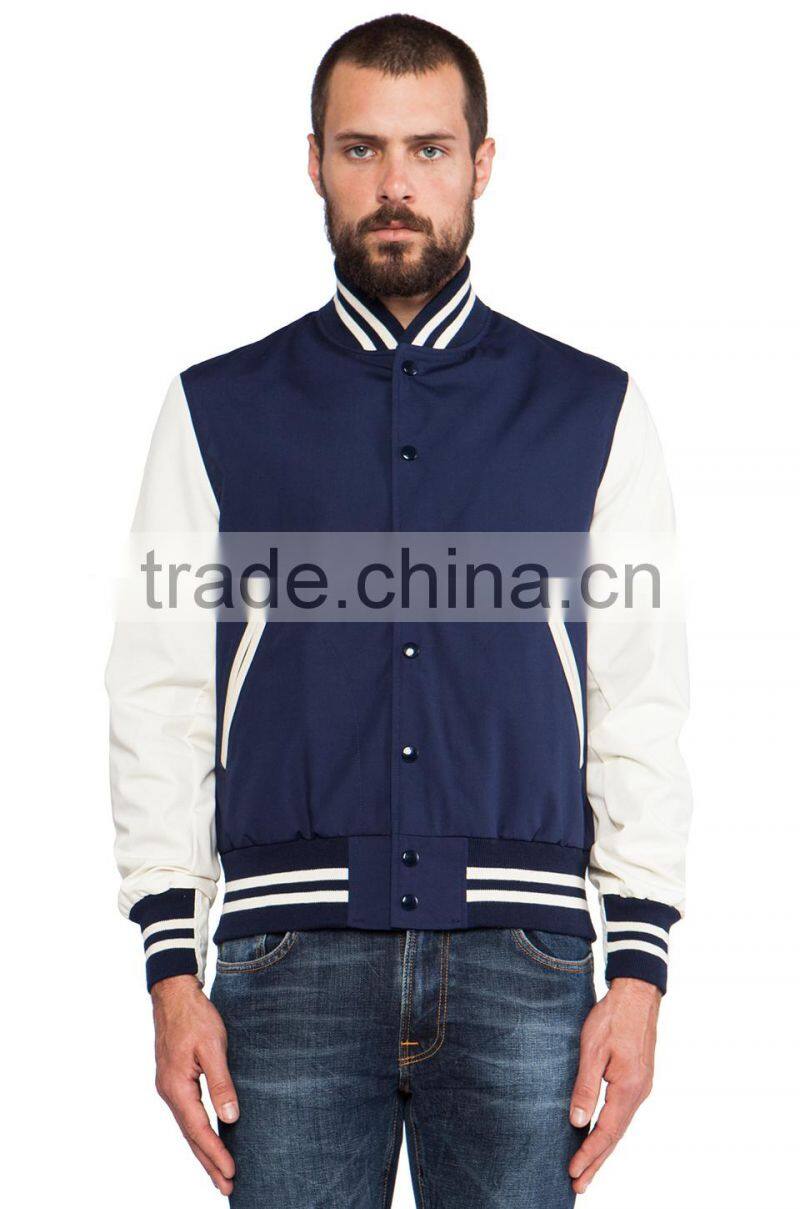 CVC preppy style ribbed collar and hem srtipe Hoodies/Sweatshirt with front snap button