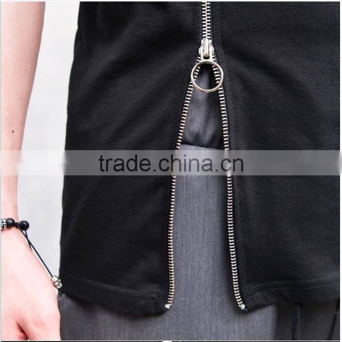 Men's Double Front Zipper Round Tee