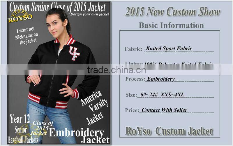 Customize Custom Youth Size Black Women Ladies Baseball Letterman Bomber Cheap American School Uniform College Varsity Jacket