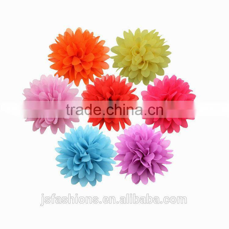 Handmade 10 colors 11cm fabric floral chiffon flower accessories, hair clip, shoes and garments accessories, DIY crafts flowers