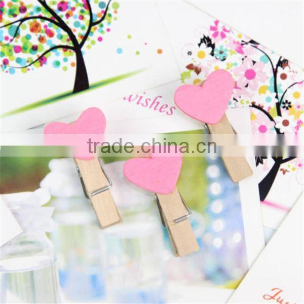 Cute Felt Heart Mini Clip Wood Pegs Kid Craft Party Favor Supply 35mm