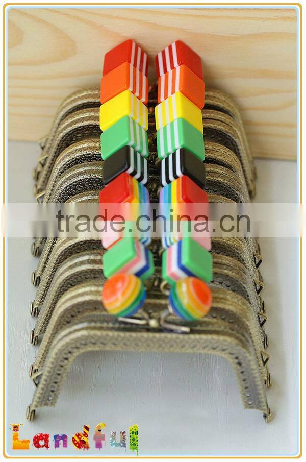 Rainbow Color Cube Coin Purse Women Bag Supplies Metal Purse Frame