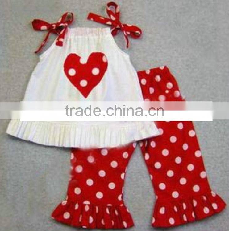 Red valentines boutique outfits,western baby girls valentines day outfit sets M5042501