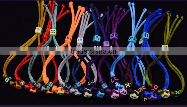 Latest Colorful Handmade Handicraft Braided Vintage 12 Zodiac Sign Charm Bracelet