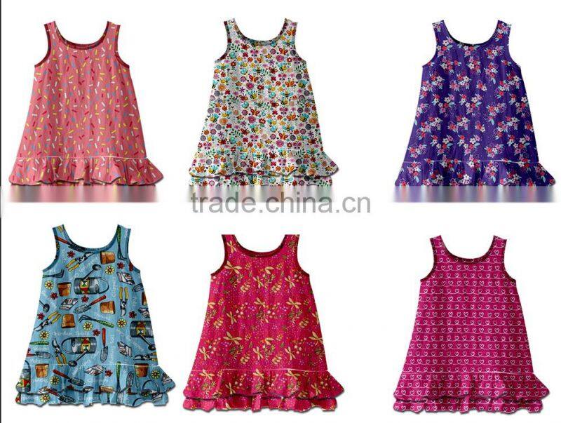 Children's summer printed with beautiful pattern of short sleeves lovely cotton wholesale skirt