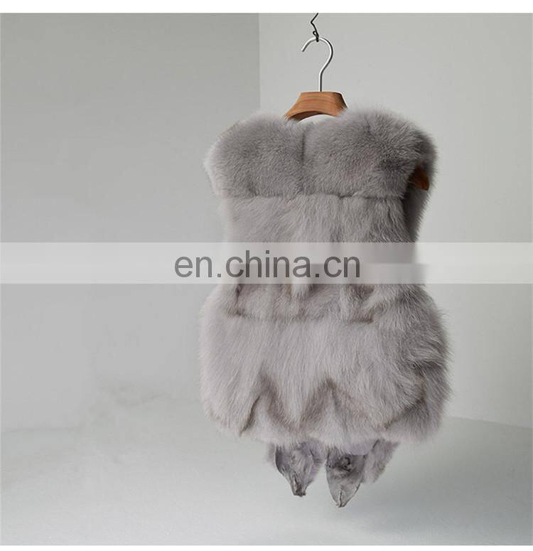 2017 Fashionable Women Real Fur Sleeveless Coat Women Genuine Fox Fur Vest