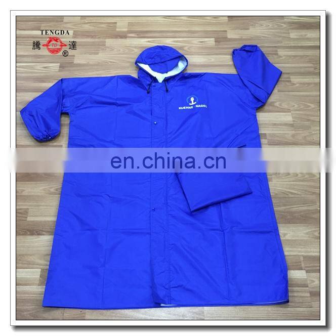 extra large ripstop polyester and PVC long raincoat in blue