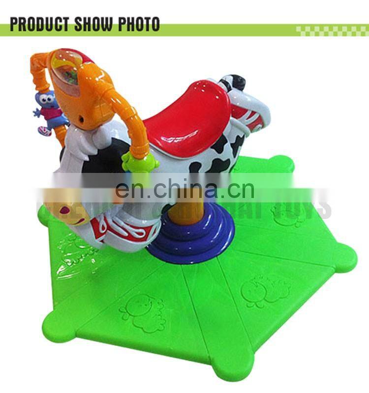 Plastic musical rocking cow with light ride on animal toy