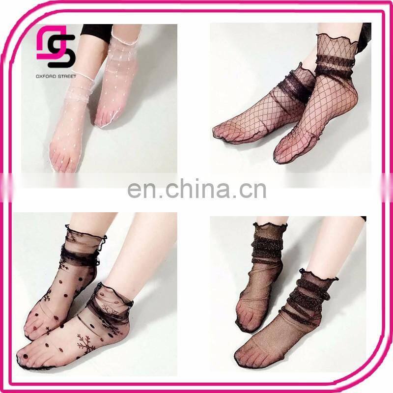 fashionable design breathable short fish net sock for women