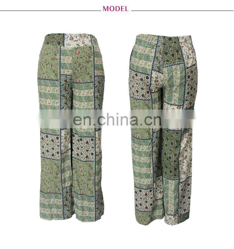 2017 Floral Printing Pattern Fashion Viscose Bell Leg Pant