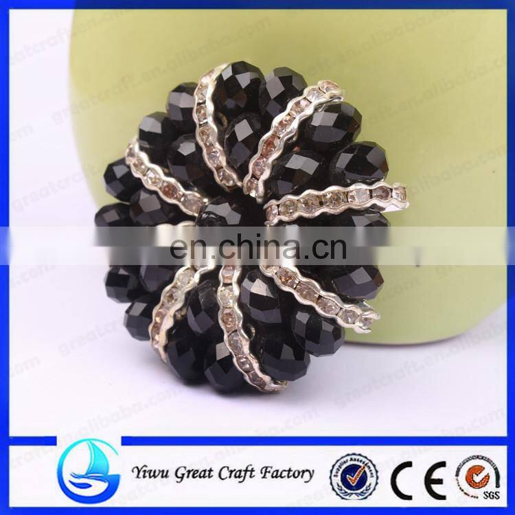 New fashion foreign trade sector shoes flower black exquisite handmade beaded crystal flower