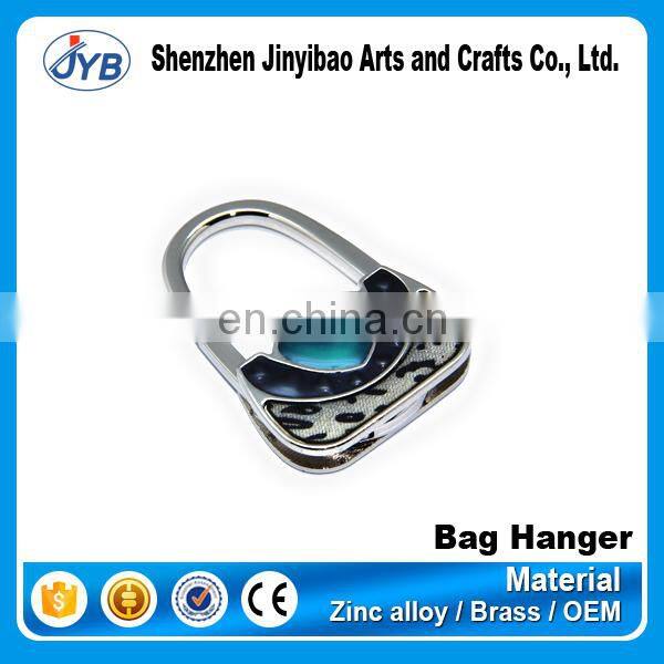 Promotional acrylic heart shape diamond metal bag hook/purse hanger