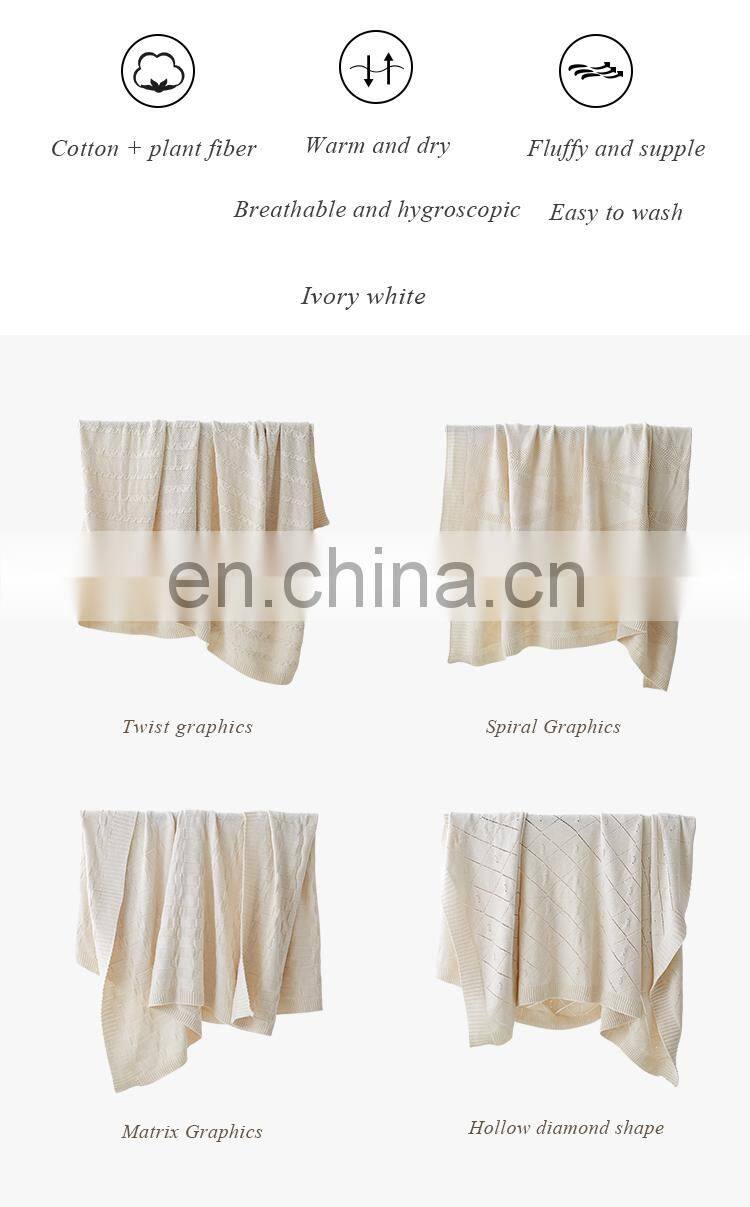 RAWHOUSE hot sale Ivory white Claret Navy blue knitted cotton blanket