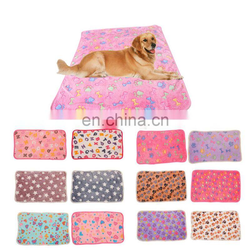 Pet Dog Blanket Warm Fleece Fabric Mat Paw Print for Small and Medium Dogs Blanket