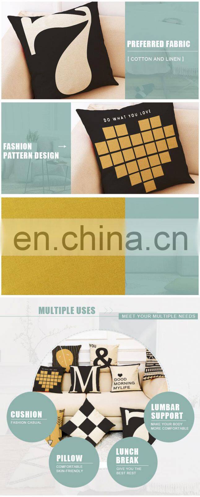 Woven Textured Cozy Modern Concise Soft Navy Blue Square Totem cushion