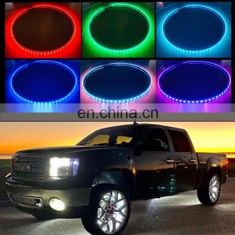 14.5" 15.5" 17" Single Row Illuminated App Controlled Truck RGB LED Wheel Ring Rim Tire Lights