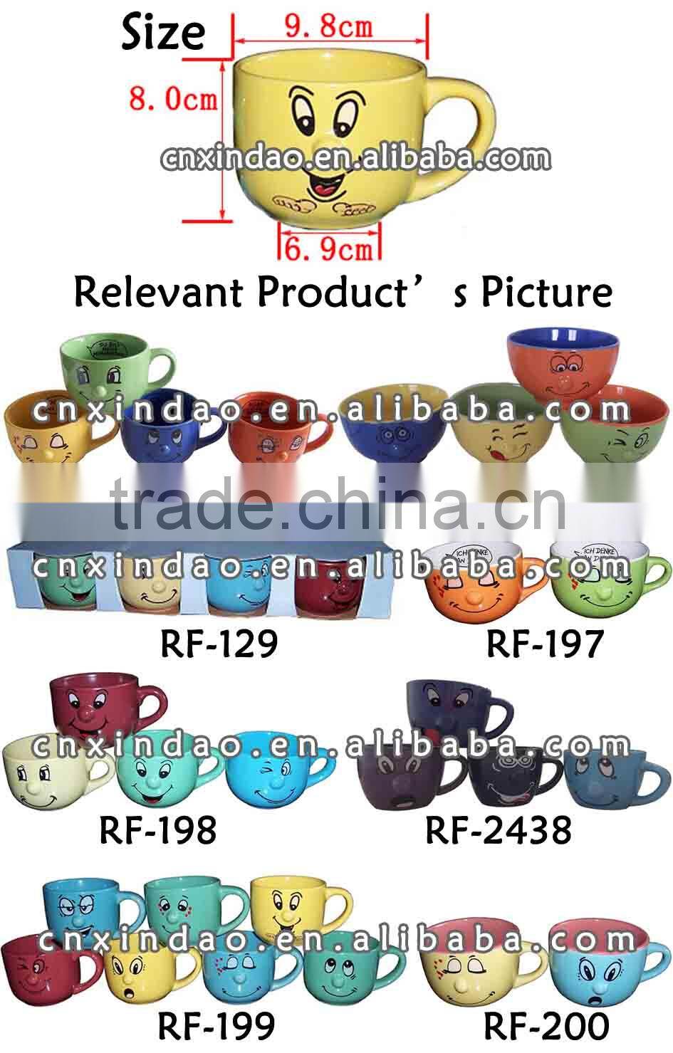 Hot Sale Smile Face Designed Custom Made Ceramic Promotional Soup Cup for Dinner