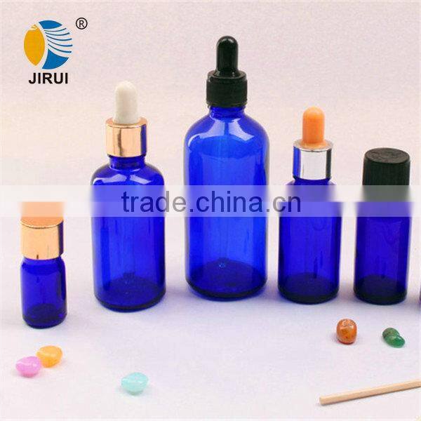different caps blue color essential oil dropper bottle