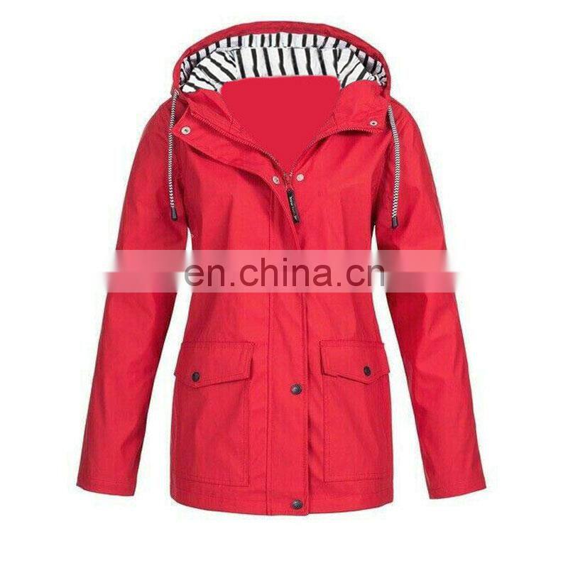 Custom-made women's outdoor waterproof hooded raincoat plus large jacket windbreaker