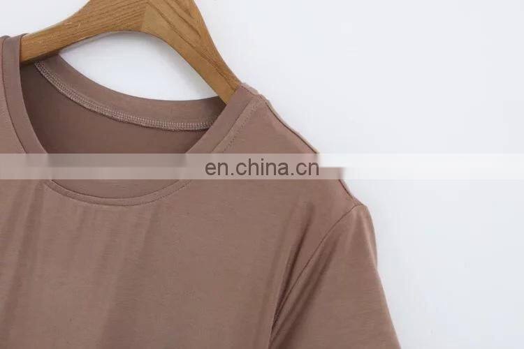 Customized sexy women's back cross tie rope mid-length short-sleeved T-shirt women summer new style dress