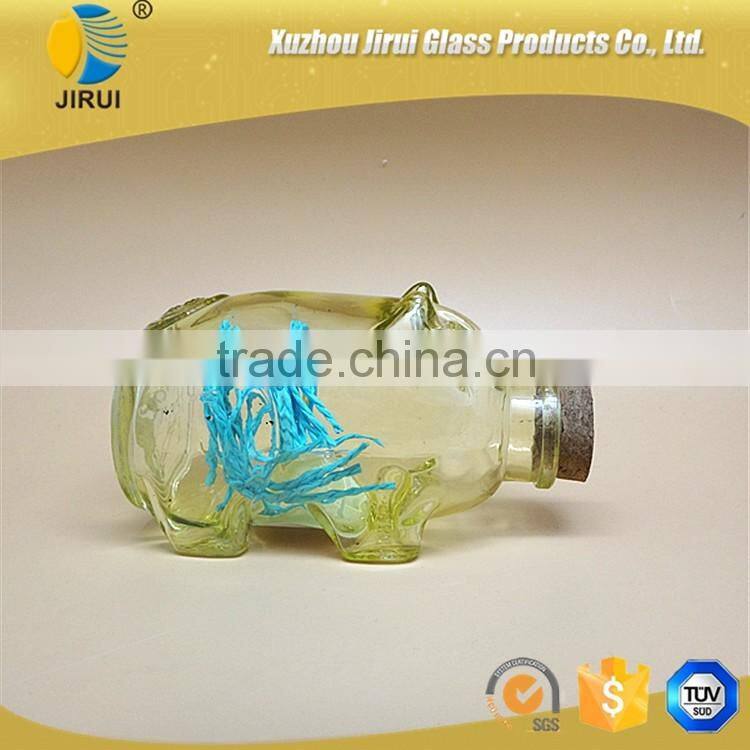 pig shape clear decoration glass bottle wholesale
