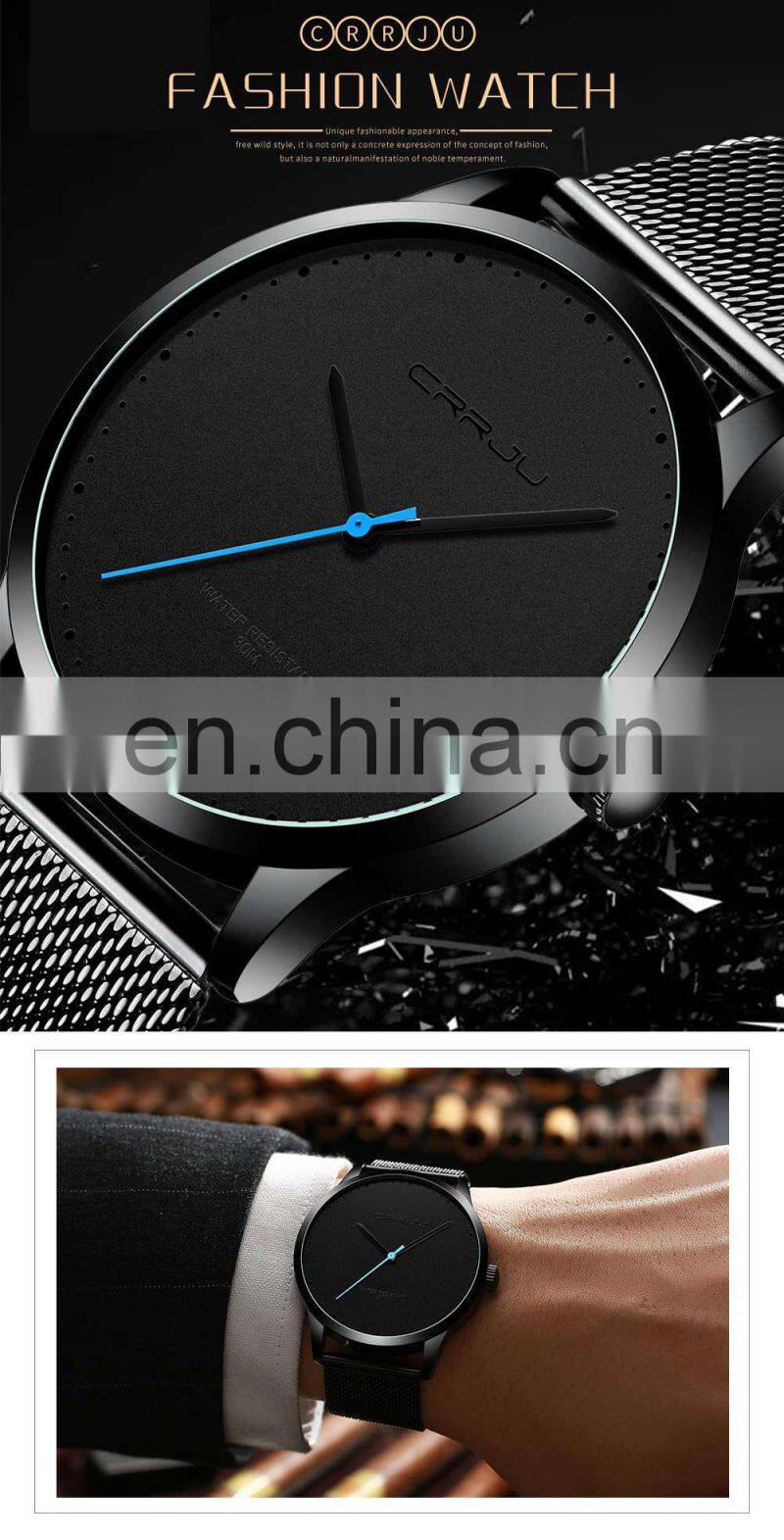 Crrju 2167 New Minimal Men Quartz Watches Stainless Steel Luxury Original Crrju Watch